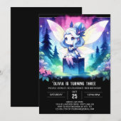 ミニマリストキッズフェアリー誕生日 招待状 (正面/裏面)