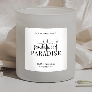 ミニマリストキャンドルスクエアラベルエレガント白黒 スクエアシール