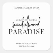 ミニマリストキャンドルスクエアラベルエレガント白黒 スクエアシール (正面)