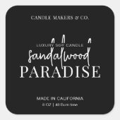 ミニマリストキャンドルスクエアラベルエレガント白黒 スクエアシール (正面)