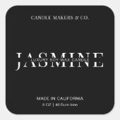 ミニマリストキャンドルスクエアラベルパーソナライズされたブラック スクエアシール (正面)