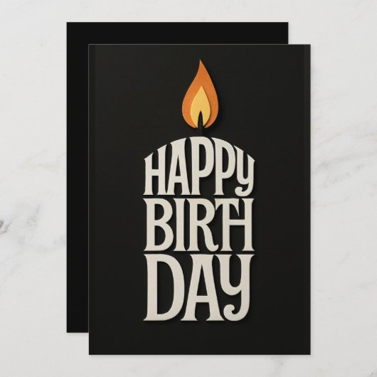 ミニマリストキャンドルフレーム誕生日カード (正面/裏面)