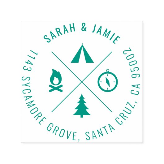 ミニマリストキャンピングテーマカップルの差出人住所 セルフインキングスタンプ (デザイン)