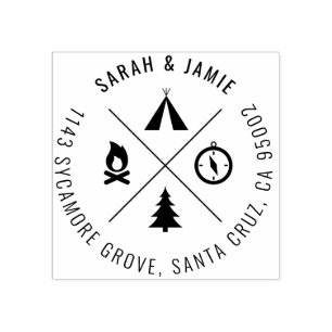 ミニマリストキャンピングテーマカップルの差出人住所 ラバースタンプ