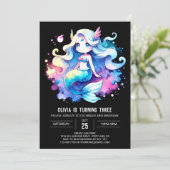 ミニマリストキュートマーメイド誕生日 招待状 (スタンド正面)