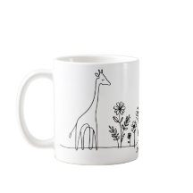 ミニマリストキリン花ラインアートスケッチ