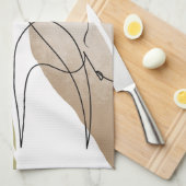 ミニマリストキリン連続ラインアートスケッチ キッチンタオル (四つ折り)