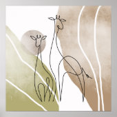 ミニマリストキリン連続ラインアートスケッチ ポスター (正面)