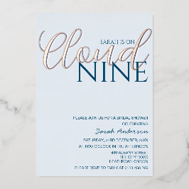 ミニマリストクラウドナインブライダルシャワーバラ金ゴールド 箔招待状