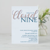 ミニマリストクラウドナインブライダルシャワーバラ金ゴールド 箔招待状 (立ち正面)
