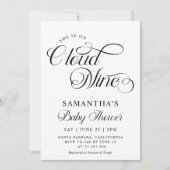 ミニマリストクラウドナイン赤ちゃんシャワー 招待状 (正面)