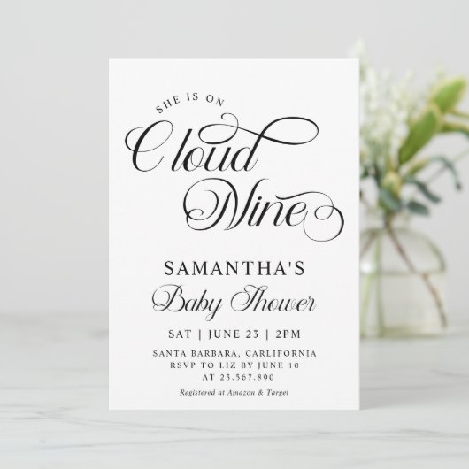 ミニマリストクラウドナイン赤ちゃんシャワー 招待状 (スタンド正面)