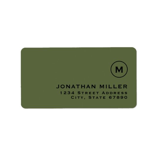 ミニマリストクラシックオリーブ差出人住所 ラベル (正面)