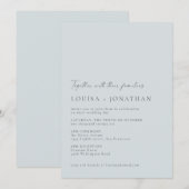 ミニマリストクラシックシックなパステルブルー結婚スクリプト 招待状 (正面/裏面)