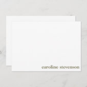 ミニマリストクラシックタイポグラフィオカスタムリーブグリーン ノートカード (正面/裏面)