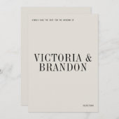 ミニマリストクラシーシックモダンタイポグラフィ結婚ズ セーブザデート (正面/裏面)