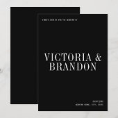 ミニマリストクラシーシックモダンタイポグラフィ結婚ズ 招待状 (正面/裏面)