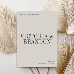 ミニマリストクラシーシックモダンタイポグラフィ結婚ズ 招待状