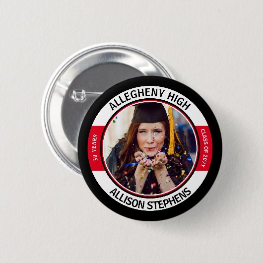 ミニマリストクラス懇親会写真 – 黒赤白 缶バッジ (正面&裏面)