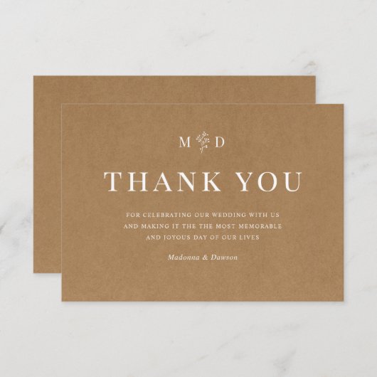 ミニマリストクラフトサンキューカード サンキューカード (正面/裏面)