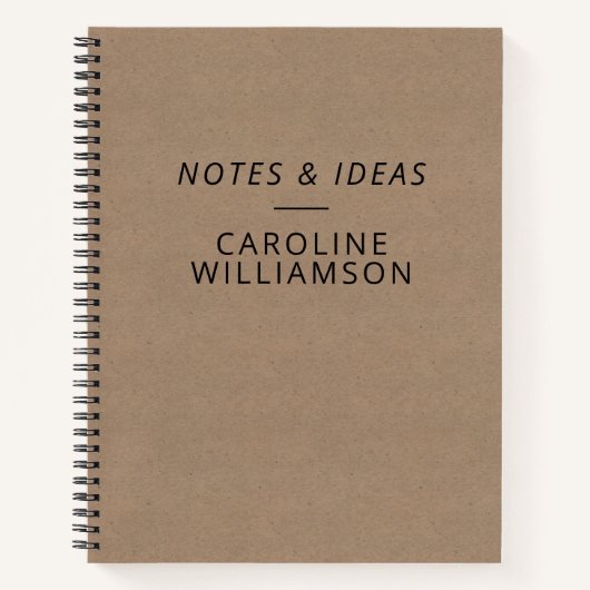 ミニマリストクラフトスタイルパーソナライズされた名ノートブック ノートブック (正面)