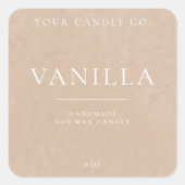 ミニマリストクラフトパーソナライズされたキャンドルラベル スクエアシール (正面)