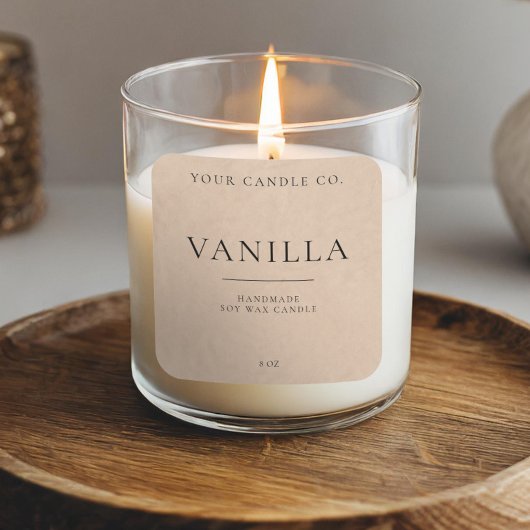 ミニマリストクラフトパーソナライズされたキャンドルラベル スクエアシール