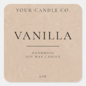 ミニマリストクラフトパーソナライズされたキャンドルラベル スクエアシール (正面)