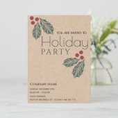 ミニマリストクラフトホーリーベリ企業のーホリデイ 招待状 (スタンド正面)