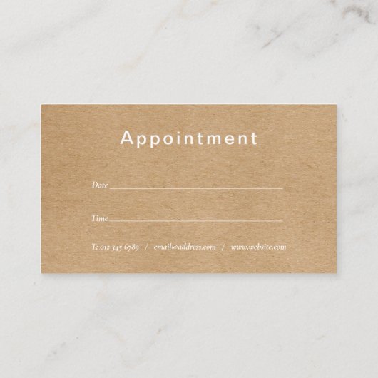 ミニマリストクラフトモダンアポイントメントカード 名刺 (裏面)