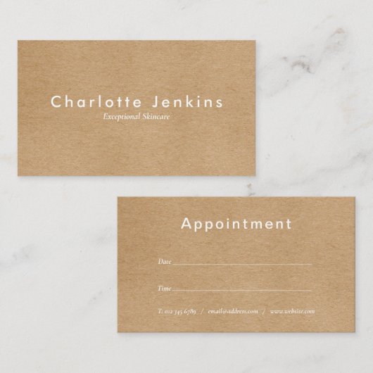 ミニマリストクラフトモダンアポイントメントカード 名刺 (正面/裏面)