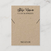 ミニマリストクラフト紙ネックレスイヤリングディスプレイ 名刺 (正面)