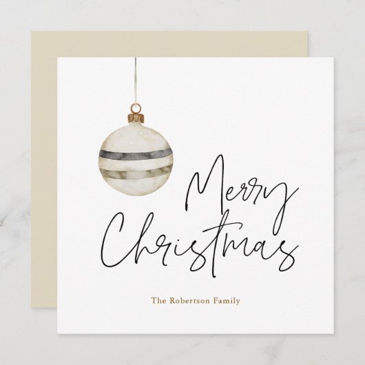 ミニマリストクリスマスオーナメントボール シーズンカード (正面/裏面)