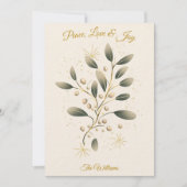 ミニマリストクリスマスカード&エレガントオリーブブランチ 招待状 (正面)
