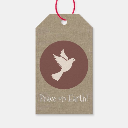 ミニマリストクリスマスダヴ「地球に平和」 ギフトタグ (正面)