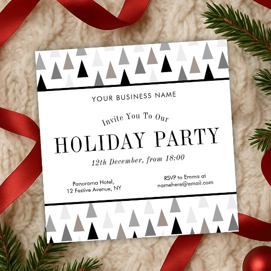 ミニマリストクリスマスツリーズホリデーパーティービジネス 招待状