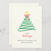 ミニマリストクリスマスツリーハッピーホリデーカード シーズンカード (正面/裏面)