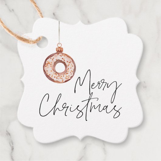 ミニマリストクリスマスドーナツオーナメントメッセージカード フェイバータグ (正面)