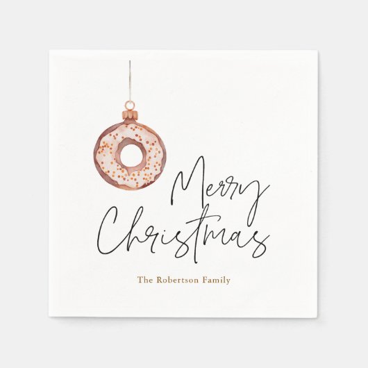 ミニマリストクリスマスドーナツオーナメント スタンダードカクテルナプキン (正面)