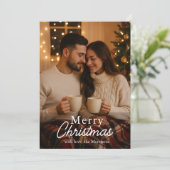 ミニマリストクリスマスニュートラルウォームホリデーカード 招待状 (スタンド正面)