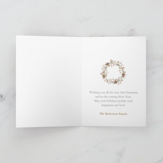 ミニマリストクリスマスハートオーナメント シーズンカード (内部)