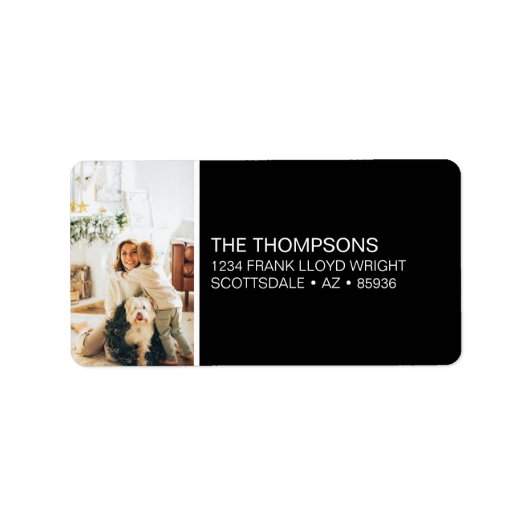 ミニマリストクリスマスフォトカスタム差出人住所 ラベル (正面)