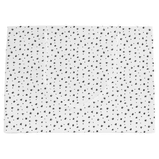 ミニマリストクリスマスブラック&ホワイトシンプルの星 ラージペーパーバッグ (正面)