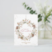 ミニマリストクリスマスリースホリデーカード シーズンポストカード (スタンド正面)