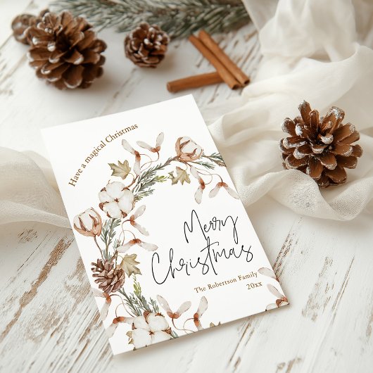 ミニマリストクリスマスリースホリデーカード シーズンポストカード