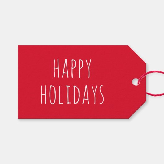 ミニマリストクリスマス | クラシックレッド ウィンターホリデー ギフトタグ (正面(横))