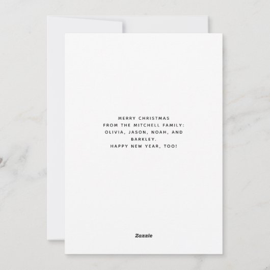 ミニマリストクリスマス |一枚の写真で、喜びと平和を シーズンカード (裏面)