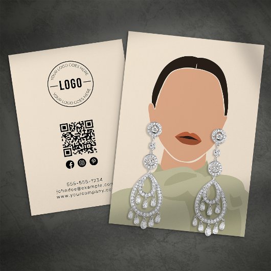 ミニマリストクリームジュエリーディスプレイカード コーリングカード