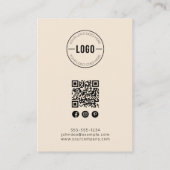 ミニマリストクリームジュエリーディスプレイカード コーリングカード (裏面)