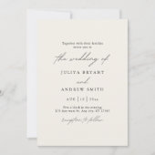 ミニマリストクリームスクリプト結婚式 招待状 (正面)